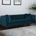 SOFA TELA 5016-3# 3 PUESTOS VELVET GREEN-D305# PTA/METAL# C/2 COJIN