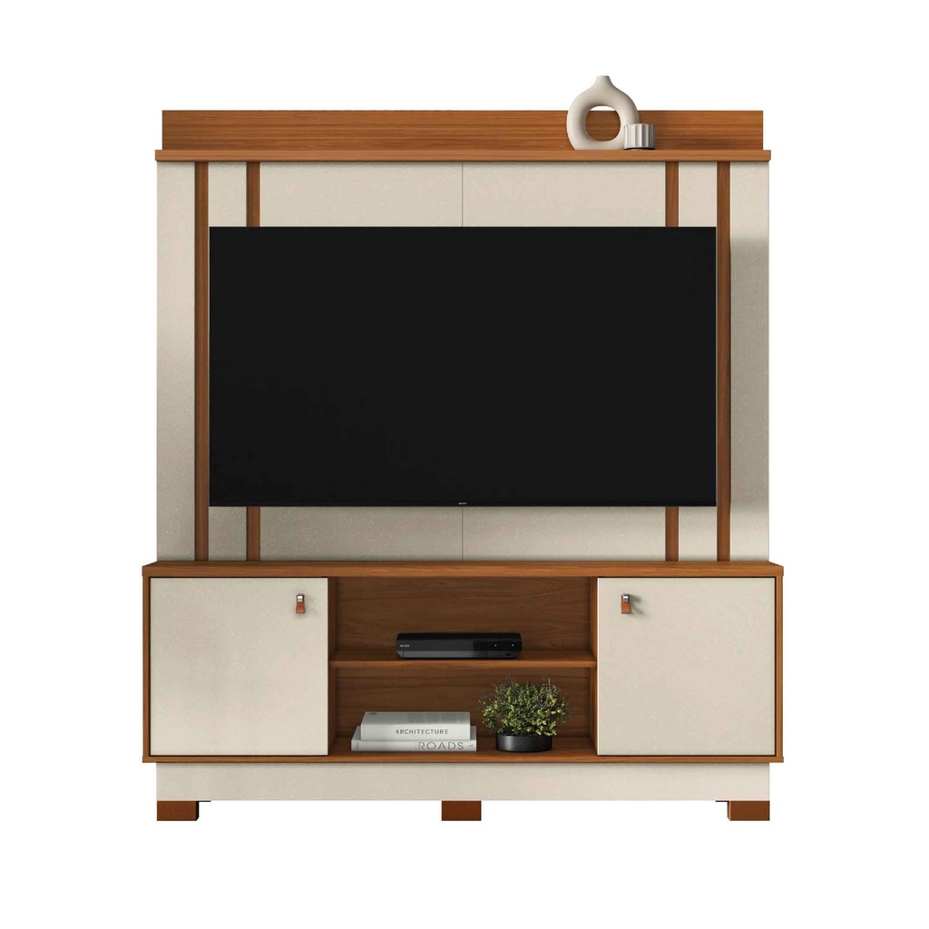 CENTRO DE ENTRETENIMIENTO HOME FREMONT# 2001151# 160X183X36CM# COLOR 763 CINAMOMO MEL/PEROLA METALIZADO 2 PUERTAS