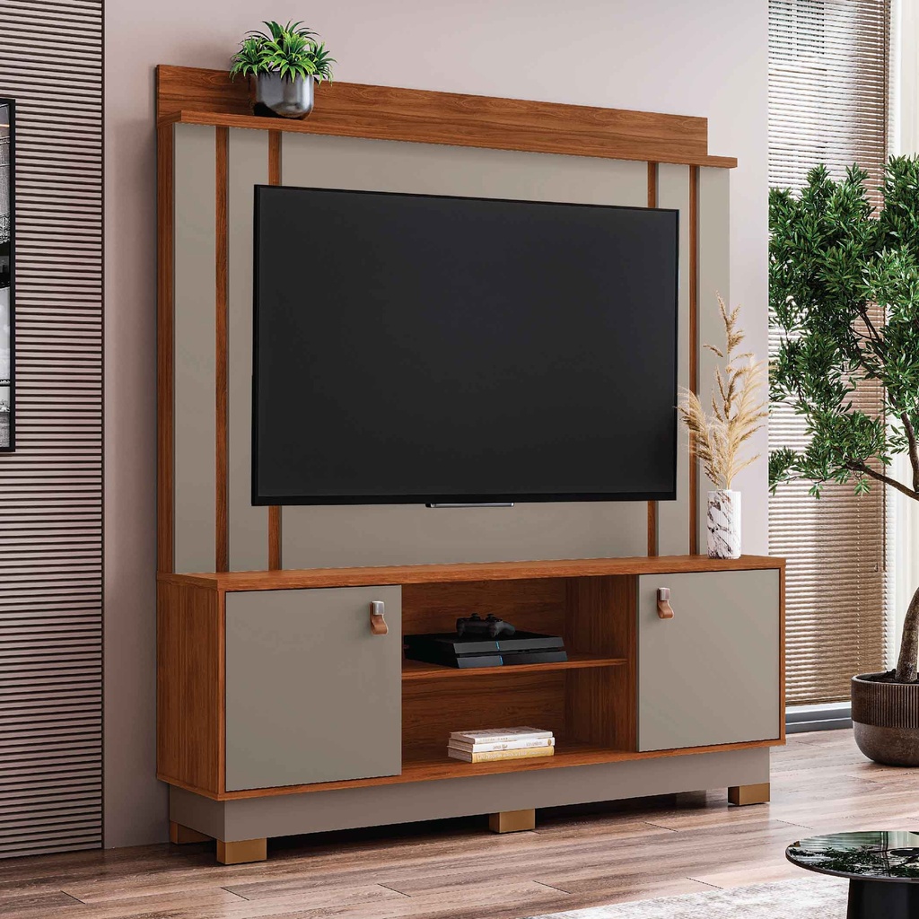 CENTRO DE ENTRETENIMIENTO HOME FREMONT# 2001151# 160X183X36CM# COLOR 764 CINAMOMO MEL/GRIGIO FOSCO  2 PUERTA