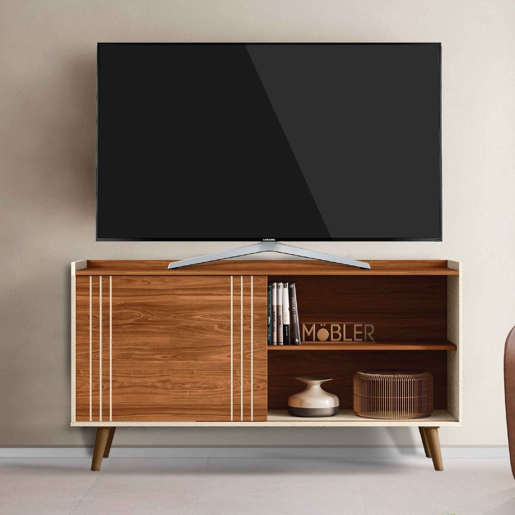 GABINETE P/TV AUSTIN# 1005142# COLOR 765 PEROLA METALIZADO/CINAMOMO MEL# 1 PUERTAS  136X70X36CM