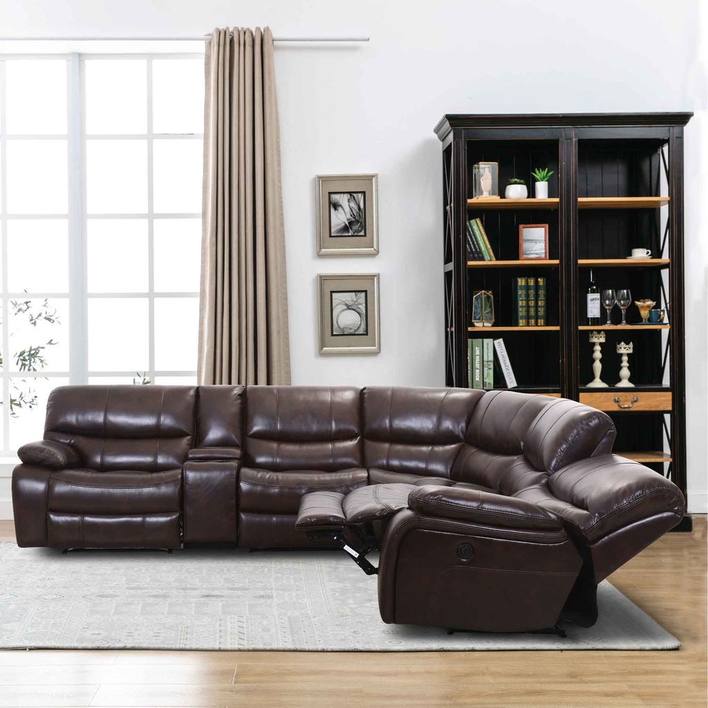 SOFA RECLINABLE ELECTRICO CUERO/VINIL OVALADO RD5309CF56L+61N+56N+61N+66N+56R# CHOCOLATE-H351&H351B#- PZ C/1 CONSOLA 