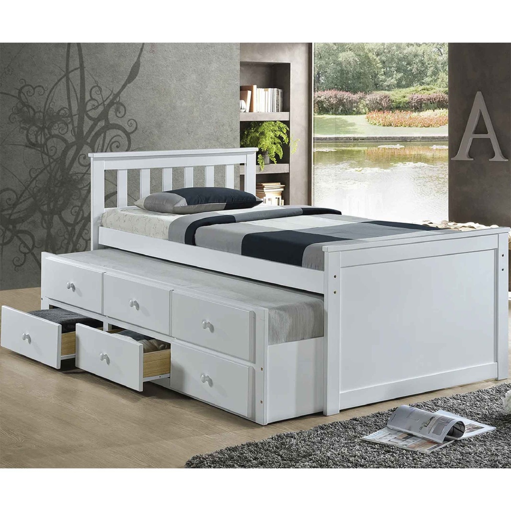 CAMA AUXILIAR CAPTAIN SP 5007# 103X200X95CM BLANCA C/3GAVETAS 2CJ