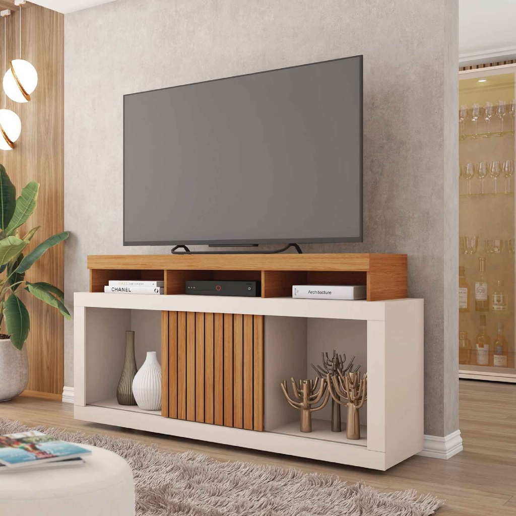 GABINETE P/TV DRAGON# FREIJO/OFF WHITE# 136X39.5X74CM