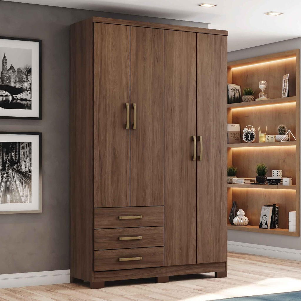 CLOSET CAJU# DA135-130# CASTANO 4PUERTAS 120X46.5X200CM