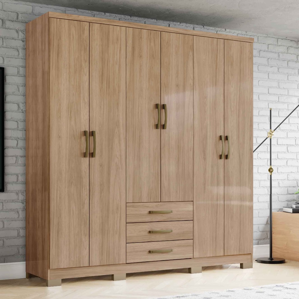 CLOSET CAJU# DA136-198# JEQUITIBA BRILLO 6PUERTAS# 180X46.5X200CM