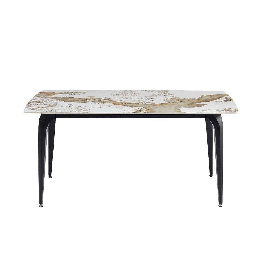MESA DE COMEDOR RECT DT7051# PANDORA# 160X90X75CM PIEDRA SINTERIZADA PATAS METAL NEGRA 2CJ