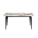 MESA DE COMEDOR RECT DT7051# PANDORA# 160X90X75CM PIEDRA SINTERIZADA PATAS METAL NEGRA 2CJ