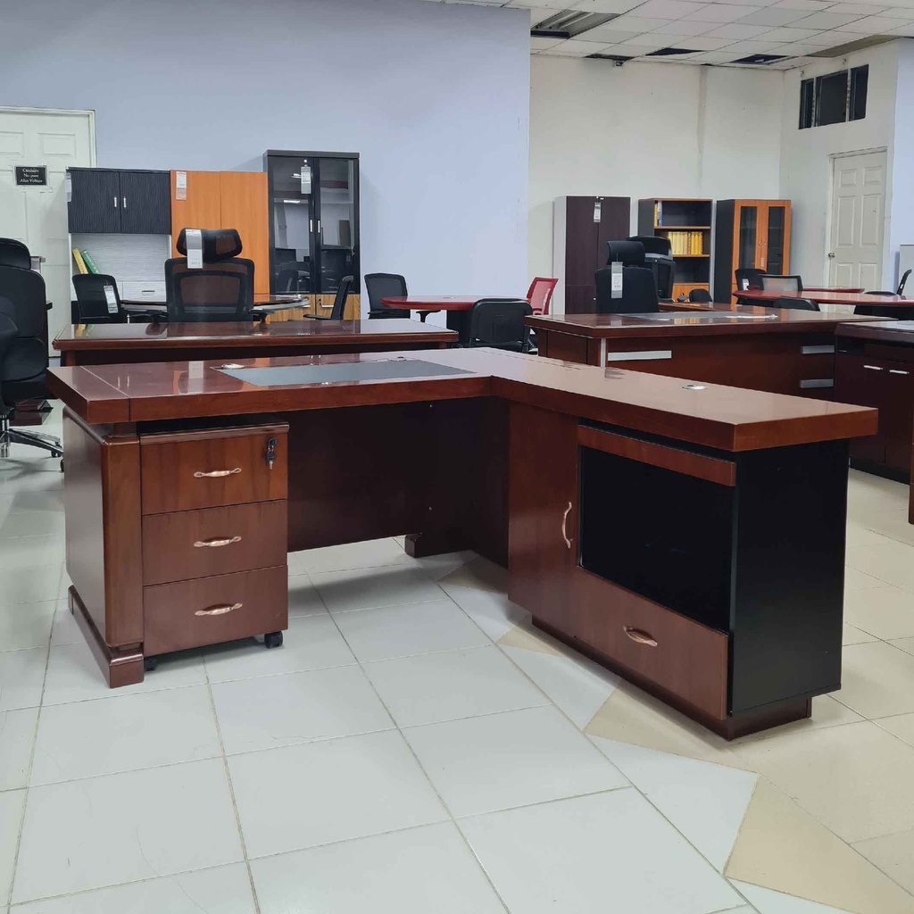 ESCRITORIO P/OFICINA A-014-1800# 180X90X77CM+CREDENZA 1M+GAVETA WALNUT