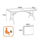 MESA PLEGABLE ZS-FH180# RECT PLEGABLE POR LA MITAD 180X76X74CM