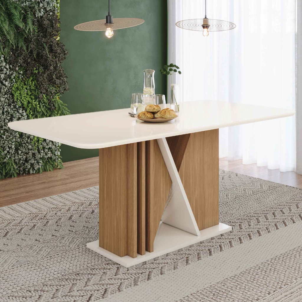 MESA COMEDOR VALINE# SC146-127# NATURE/ OFF WHITE 180CM	 
