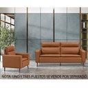 SOFA OFICINA VINIL XP-250# 3 PUESTO BROWN PATAS METAL