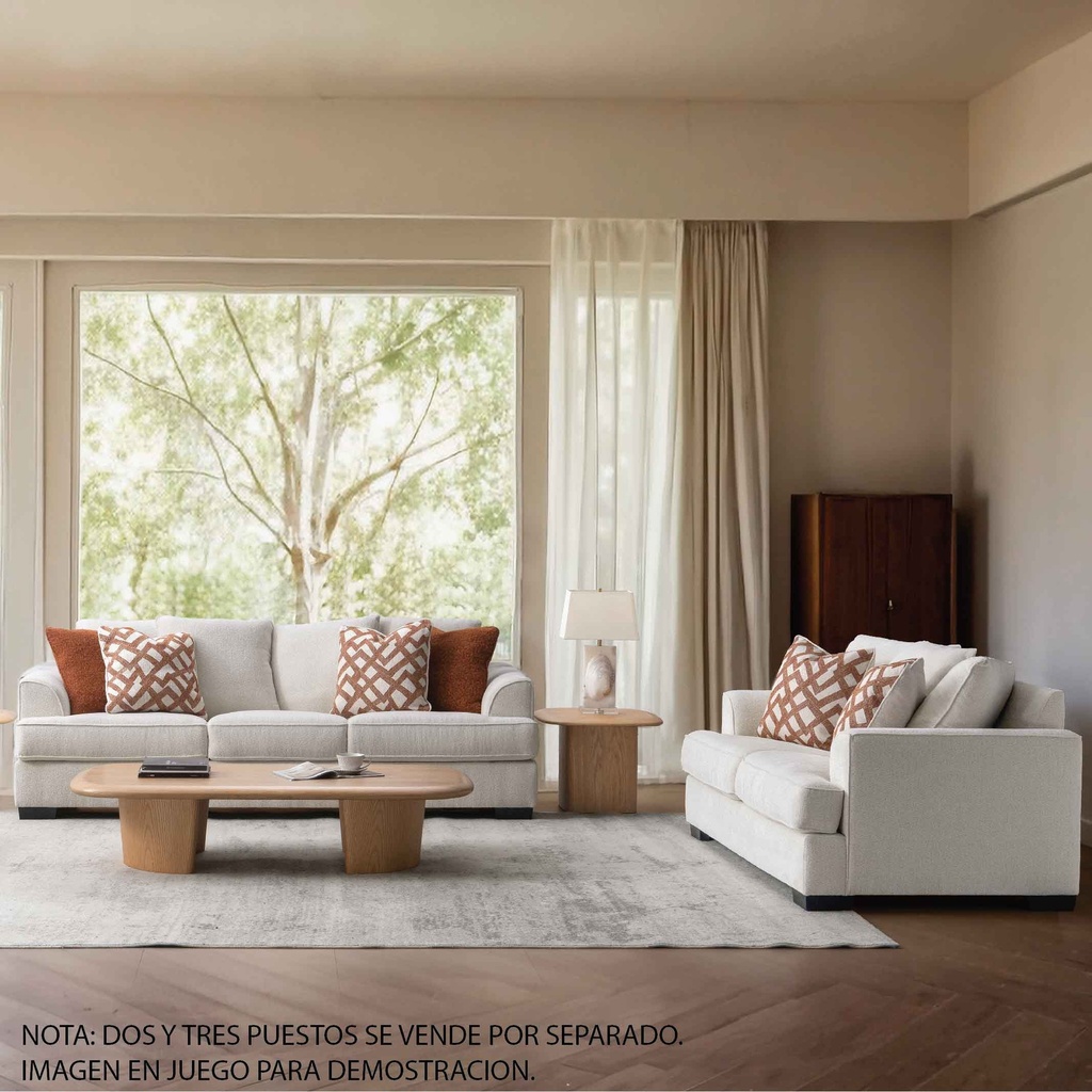 SOFA TELA XF64903# 2 PUESTOS CREMA# 