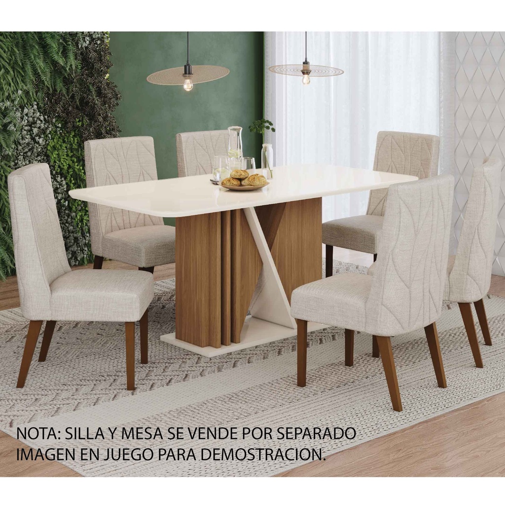 MESA COMEDOR VALINE# SC146-127# NATURE/ OFF WHITE 180CM	 