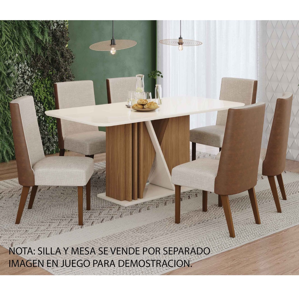 MESA COMEDOR VALINE# SC146-127# NATURE/ OFF WHITE 180CM	 