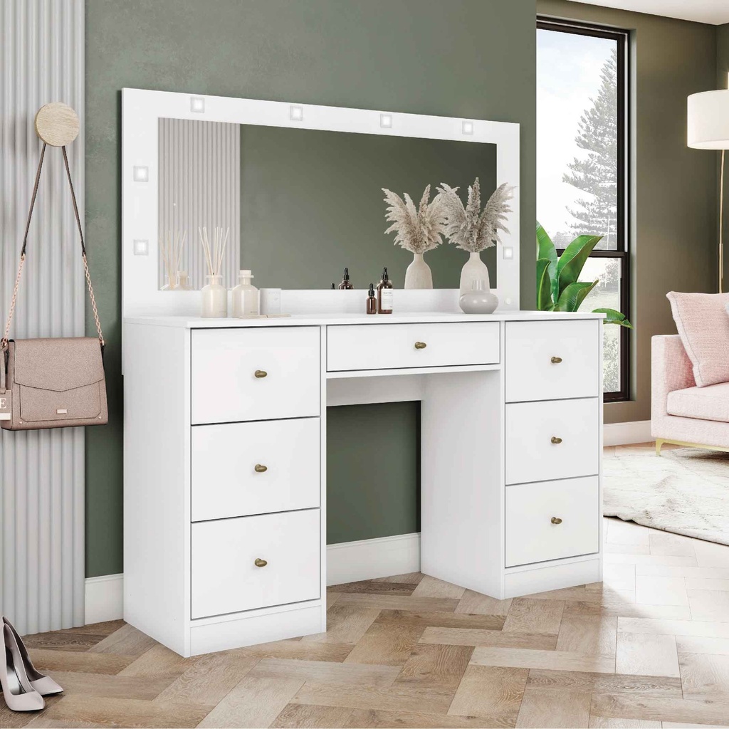 PEINADORA GLAMOUR# D912-05# 145X140X41CM BLANCA HP