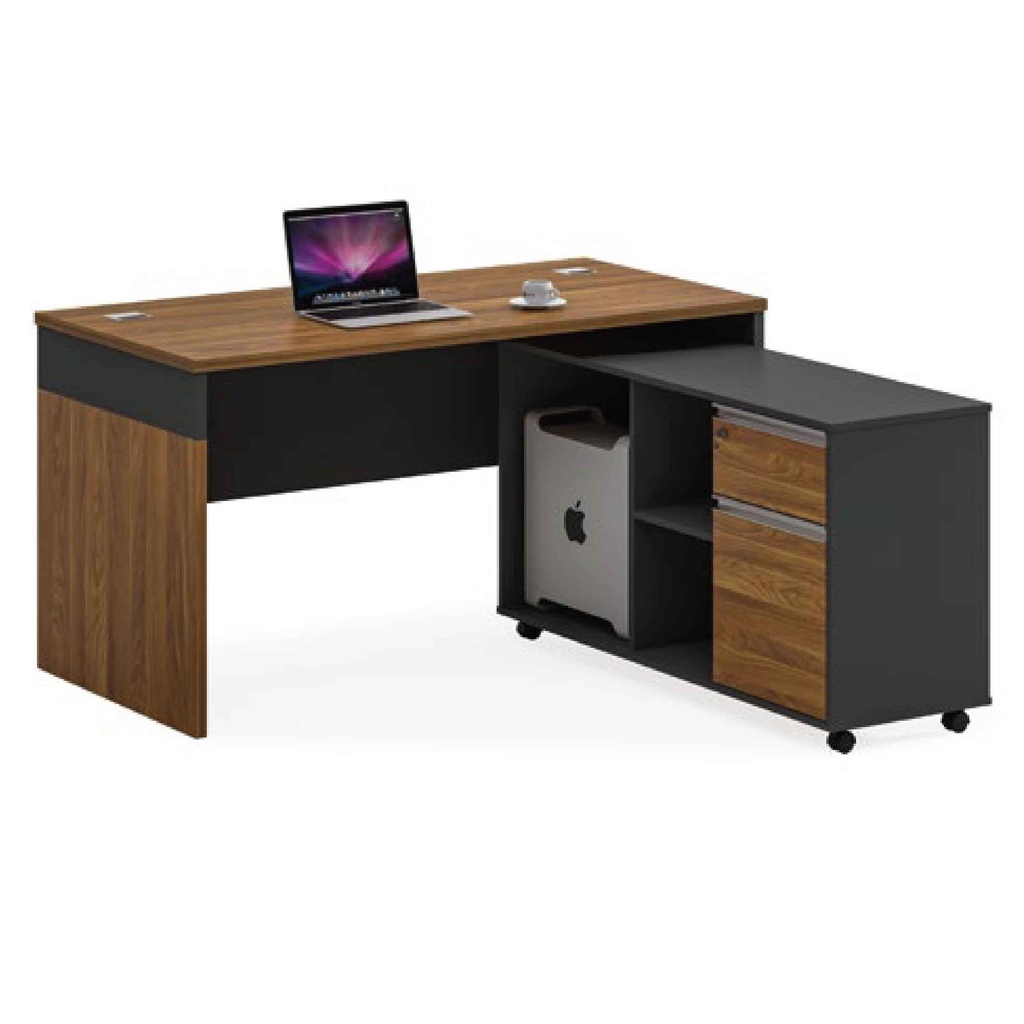 ESCRITORIO P/OFICINA KM-117R# 160X80X76CM+ LATERAL DERECHO# COLOR TP-904#+GRIS  2CJ