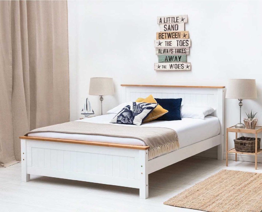 CAMA FULL 1.37X1.9M 1636-DB# BLANCA CON BORDE COLOR MADERA