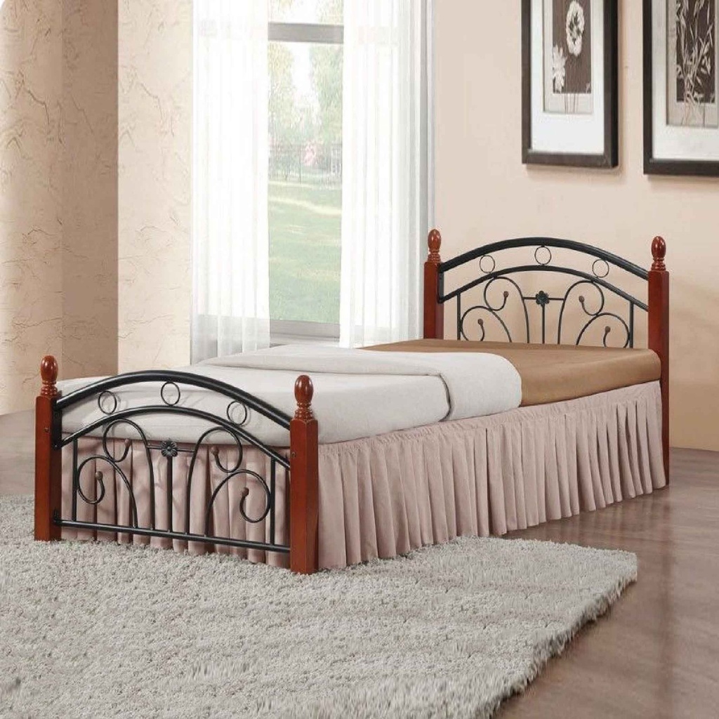 CAMA DE HIERRO TWIN PEQUEÑO PS118S# 0.90X1.90M NEGRA C/MADERA 2CJ