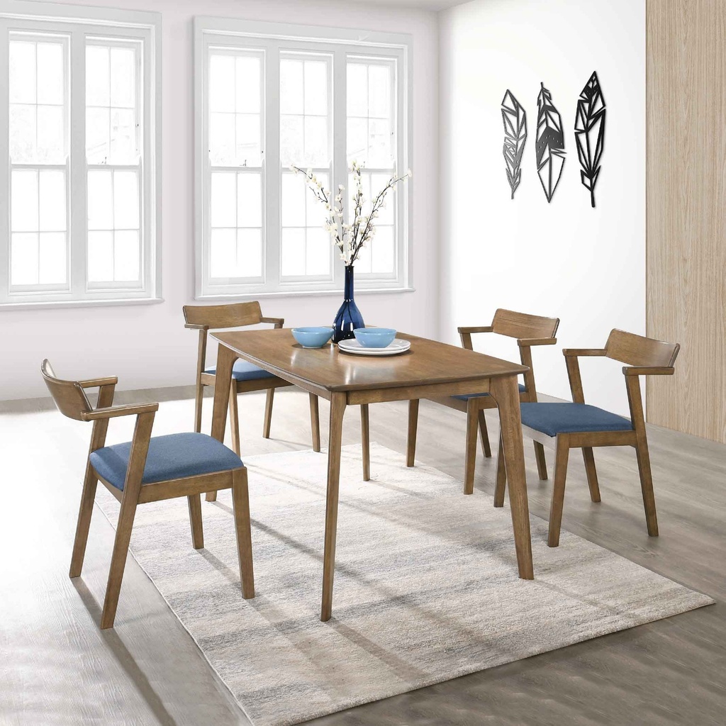 COMEDOR RECT BW19-02T# 130X80CM CAPUCCINO +4SILLAS BW19-57C# ASIEN/GRIS