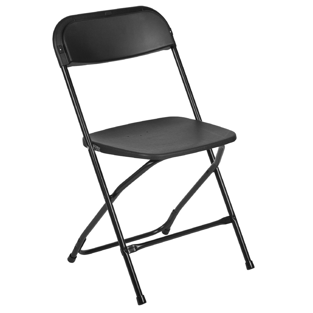 SILLA METAL 7028# PLEGABLE NEGRA ASIENTO/RESP PLASTICO