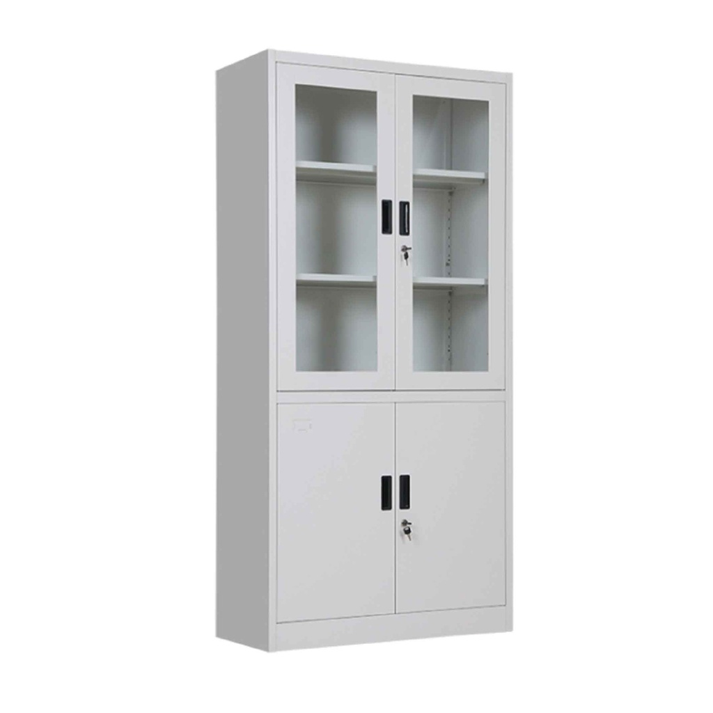 LIBRERO METAL KD-039# 7047# GRIS 2PTMETAL +2 PTA VIDRIO