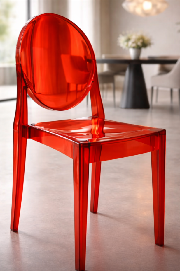 SILLA TERMOPLASTICA PC-089# ROJA TRANSPARENTE