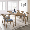 COMEDOR RECT BW19-02T# 160X90CM CAPUCCINO + 6SILLAS BW19-57C# ASIENTO/GRIS   4CJ