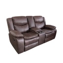 SOFA RECLINABLE TELA CX002A-52D# 2 PUESTO CON PORTAVASOS TJ004 BROWN# CHOCOLATE