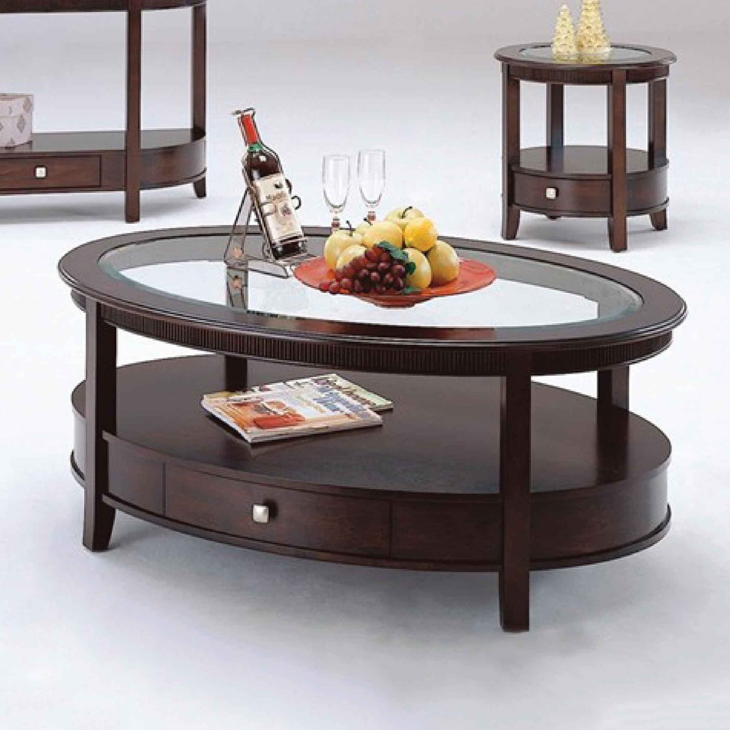 MESITA OVALADO B0746# 127X86X50CM S/VIDRIO MADERA