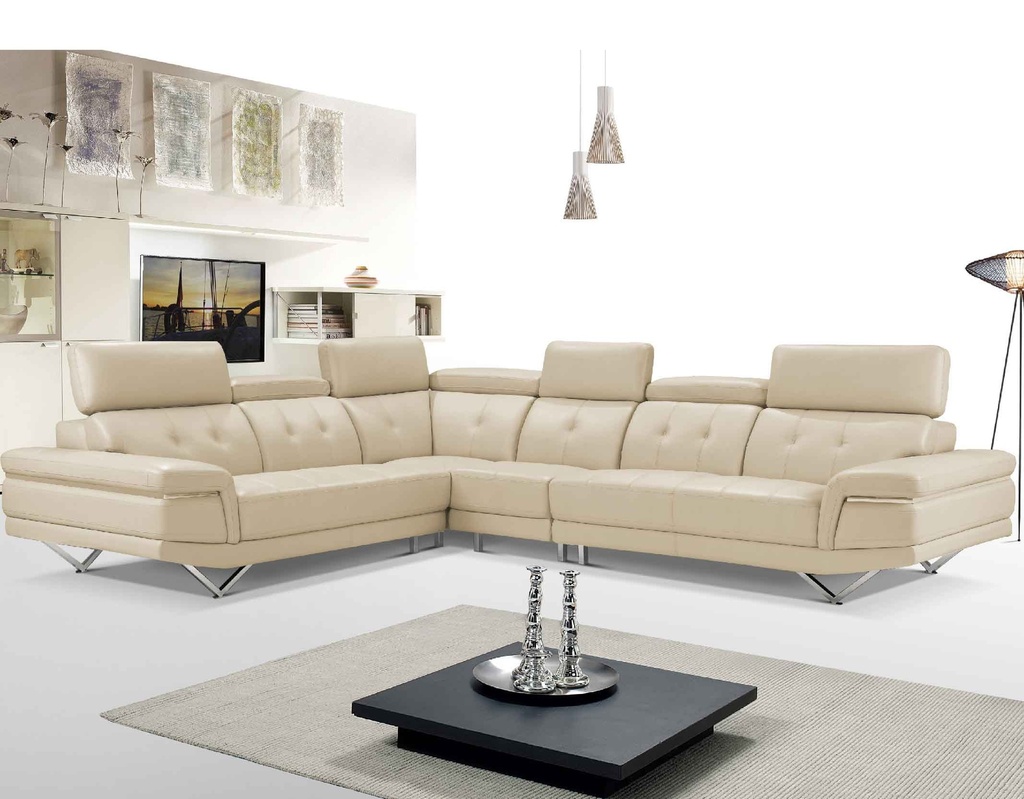 SOFA CUERO/VINIL L* FD2185D# 3P+1P+ESQ+3P 642 BEIGE # 4CJ+PATAS