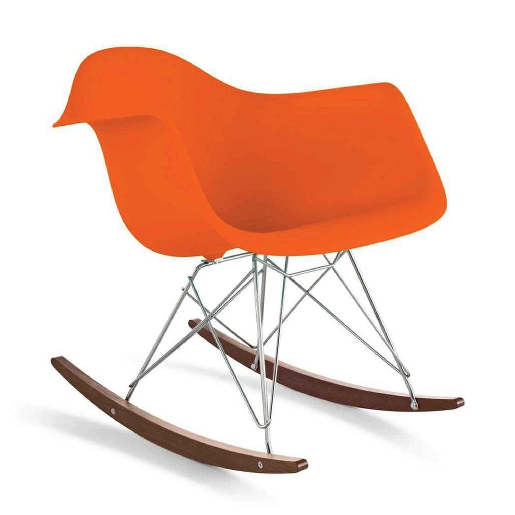 SILLA MECEDORA PARA NIÑO PLASTICA 132-DPP1# COLOR NARANJA C/PATAS METAL/MADERA