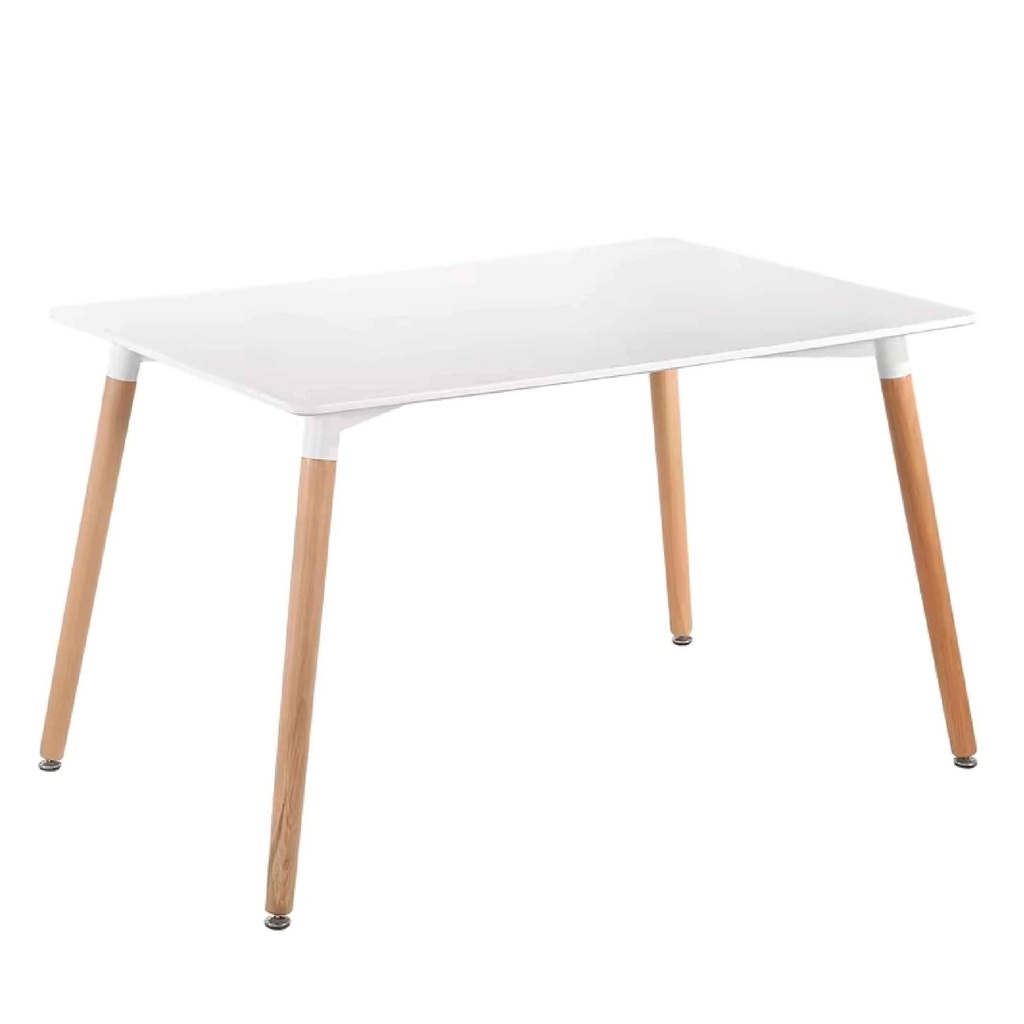 MESA RECT DT-002# 120X80X74CM BLANCO PATAS NATURAL