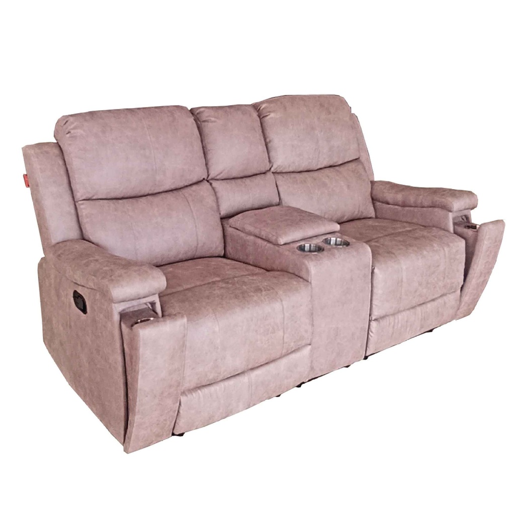 SOFA RECLINABLE TELA RR5064AF52DD# 2 PUESTO C/ CONSOLA Y PORTAVASOS DESLIZABLES