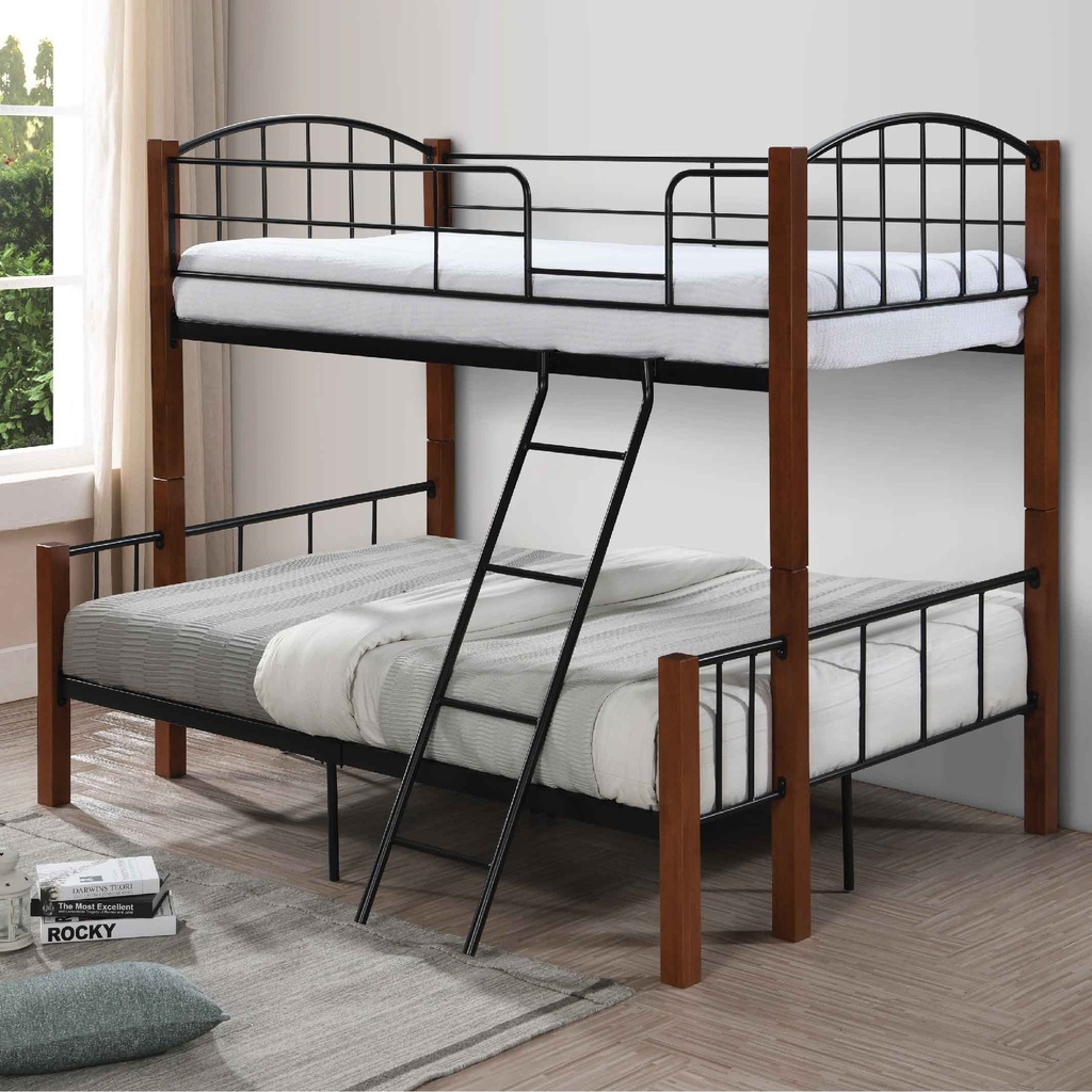 CAMAROTE DE HIERRO CON MADERA TWIN/FULL 2899# MAS D. OAK  2CJ