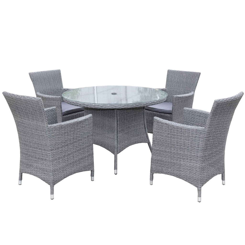 MIMBRE MESA GT-1603S#+4 SILLAS GC-1085B-ARP# F768 GRIS BASE ALUMINIO 5CJ