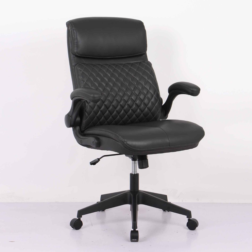 SILLA OFICINA HLC-5133L-1# EJECUTIVA VINIL NEGRA C/BRAZO