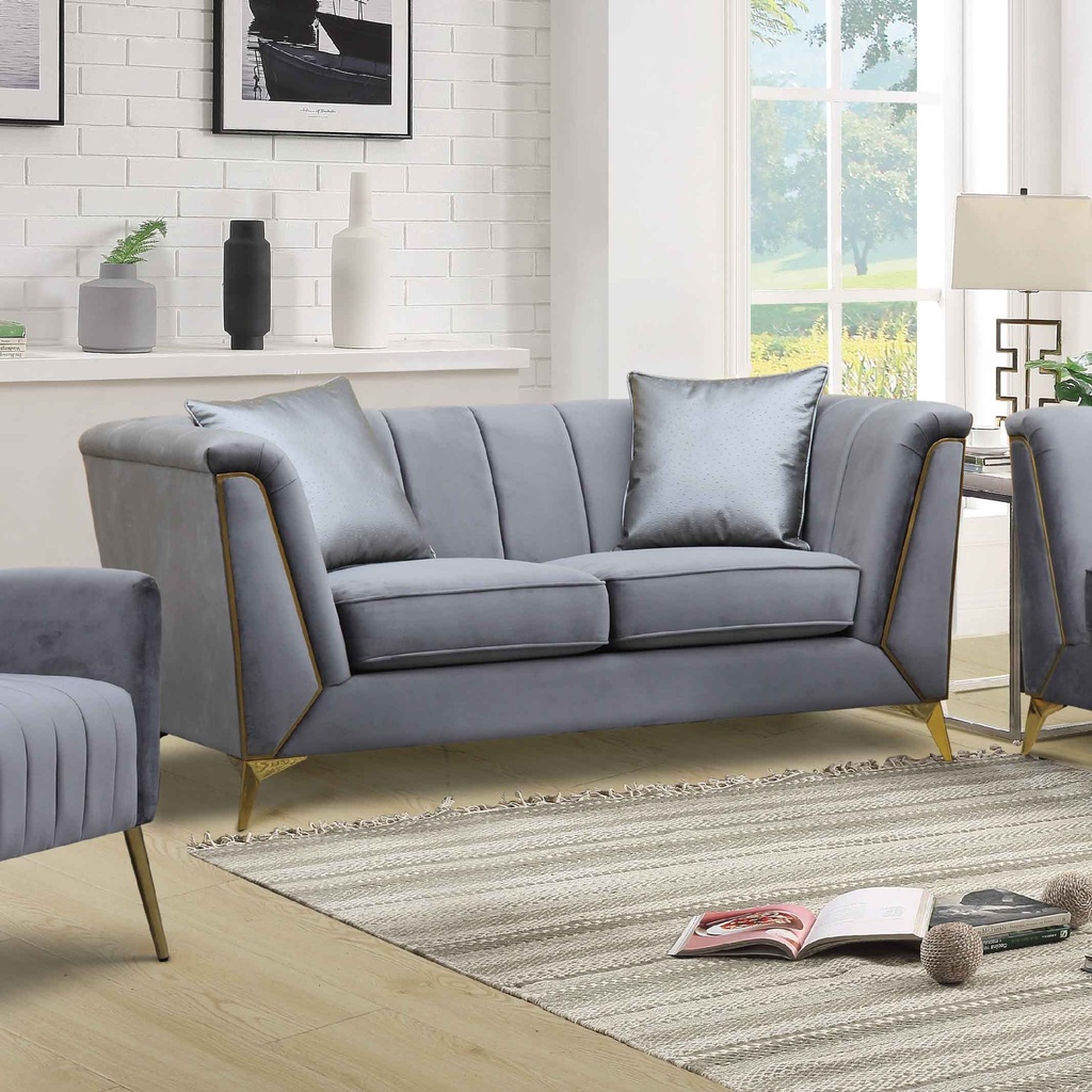 SOFA TELA HS-551-20# 2PUESTO GRIS RB60 C/2 COJINES