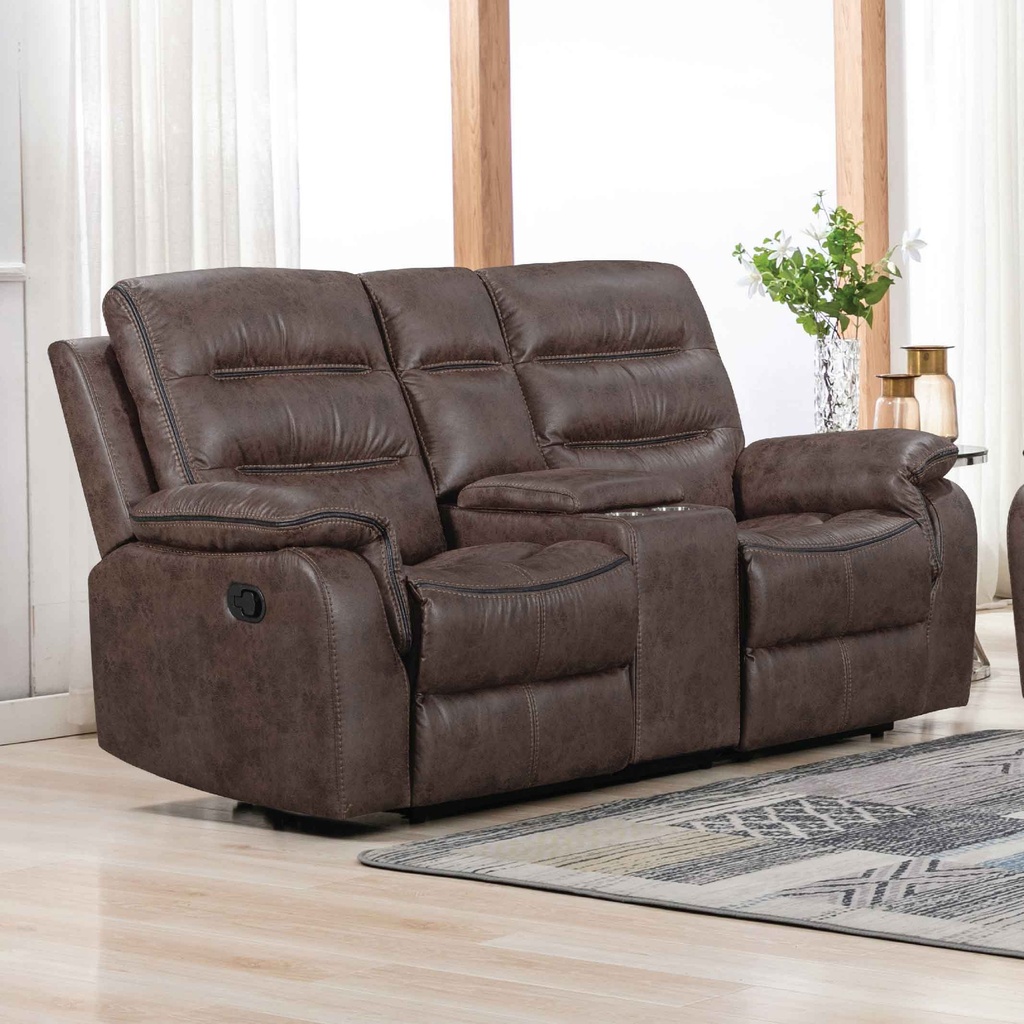 SOFA RECLINABLE TELA CX057A-52D# 2 PUESTOS CON PORTAVASOS