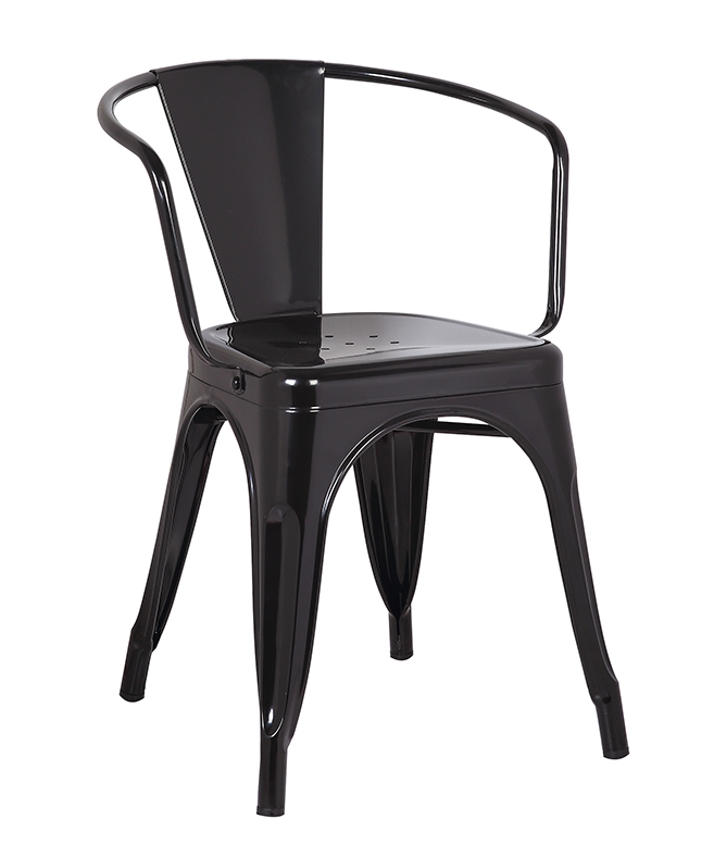 SILLA METAL ZS-T-08# COLOR NEGRA# CON RESPALDAR 44X45X73CM