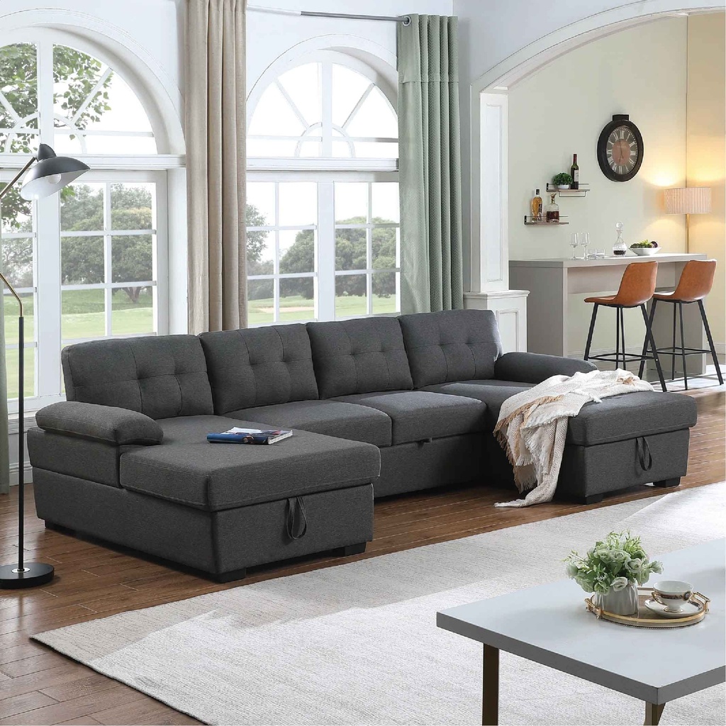 SOFA CAMA TELA L* U2306# CLEOP+2P+CLEOP GRIS 3CJ