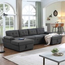 SOFA CAMA TELA L* U2306# CLEOP+2P+CLEOP GRIS 3CJ