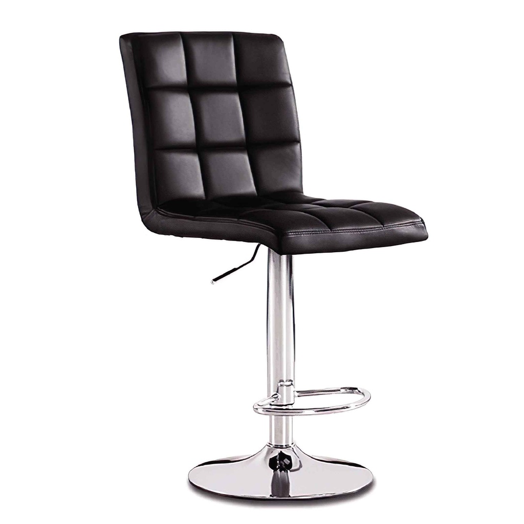 SILLA DE BAR AJUSTABLE ZS-609# VINIL NEGRO BASE 415# CHROMADA