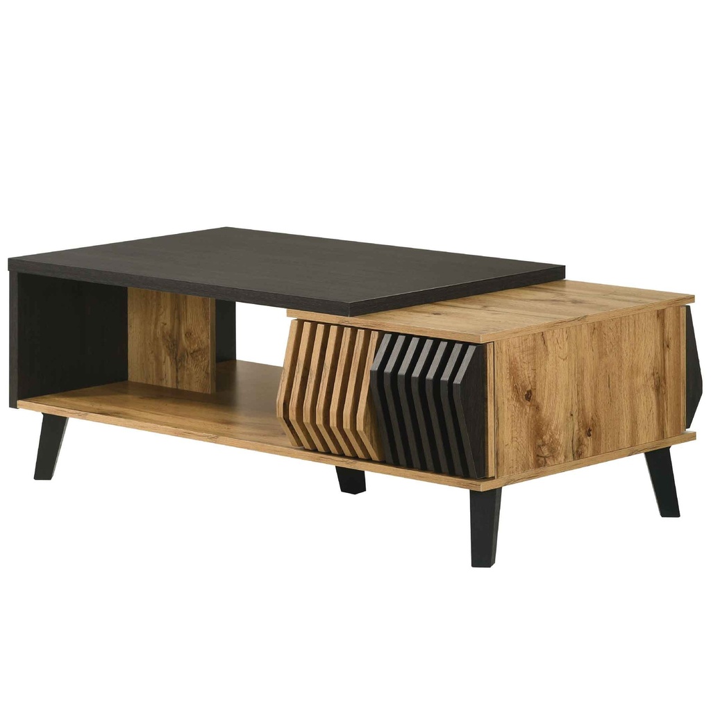 MESITA DE CENTRO BERGEN 02CT# WOTAN OAK7835/BLACK 150-35# 120X67X42CM