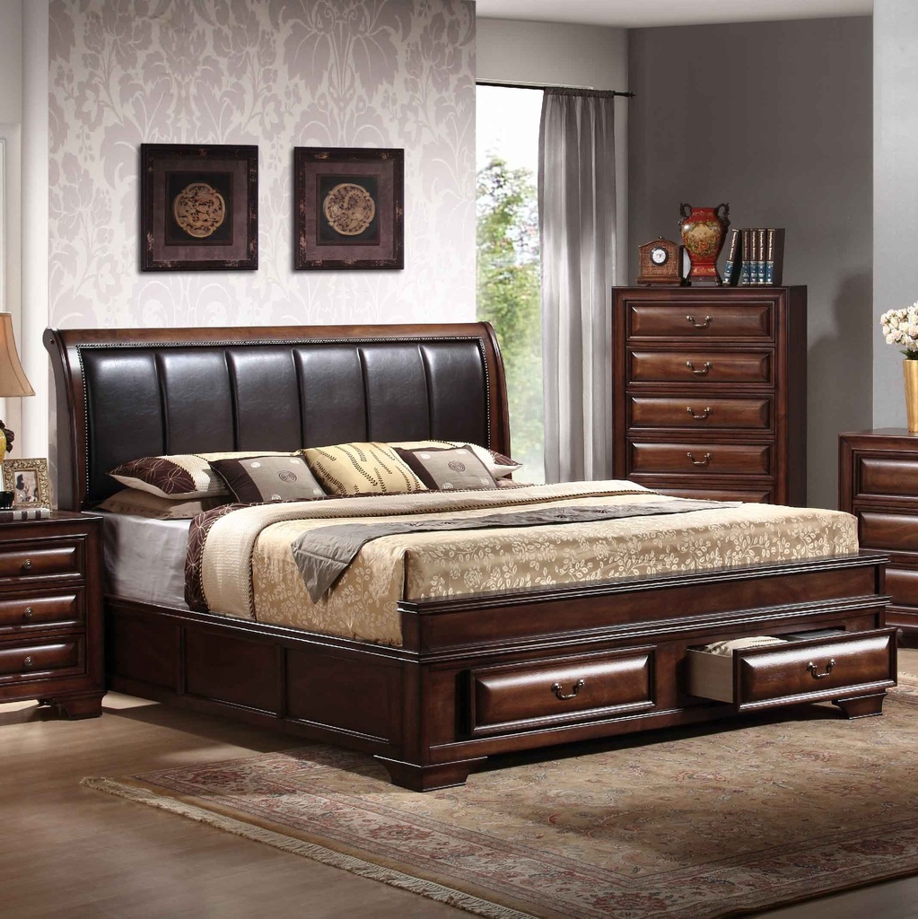 CAMA KING 1.93X2.03M FBKHBK-033D# R/CUERINA VARNISH#+ SOMIER 36CM