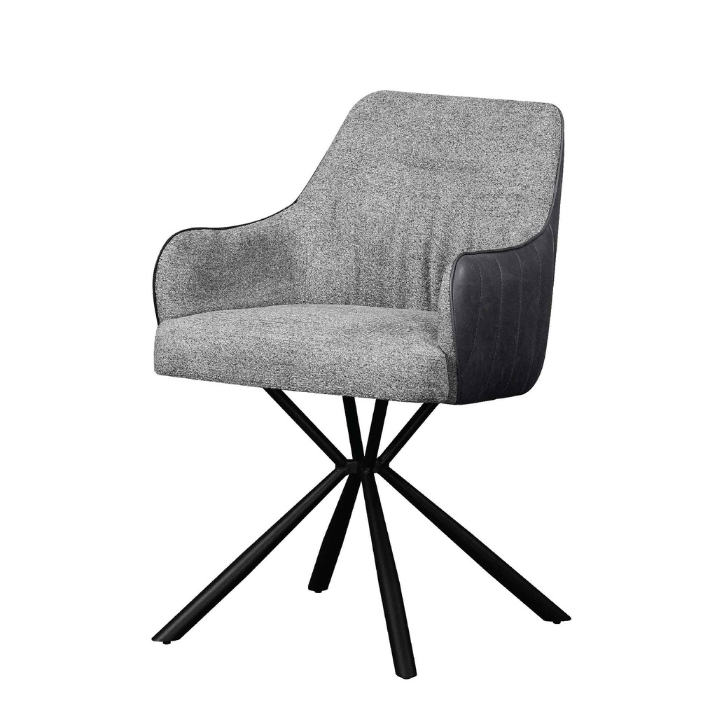 SILLA DE COMEDOR CY-04# VINIL CZ112-1# TELA GRIS BLISS90# PATAS METAL