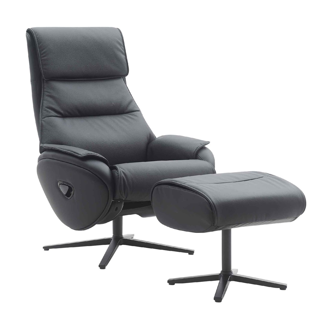 SILLA POLTRONA RECLINABLE CUERO/VINIL RECLINABLE ALPHA-218#BLACK L007# CON PIECERO