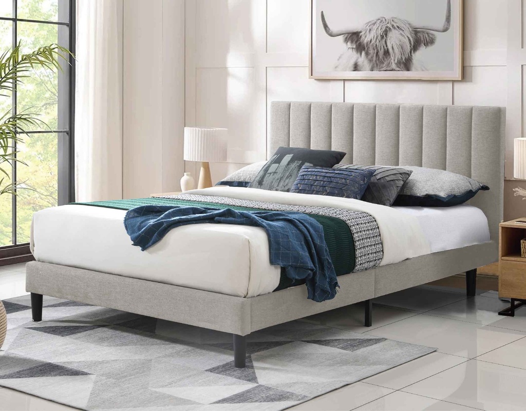 CAMA QUEEN 1.53X2.03M BBT61197.12# D125# LIGHT BEIGE