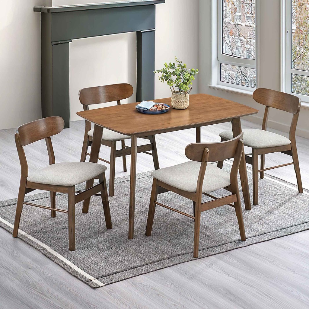 COMEDOR RECT HV CAIRO# 120X75CM C/4SILLAS  RT MEDIUM BROWN 38491# TELA NW-1WP#