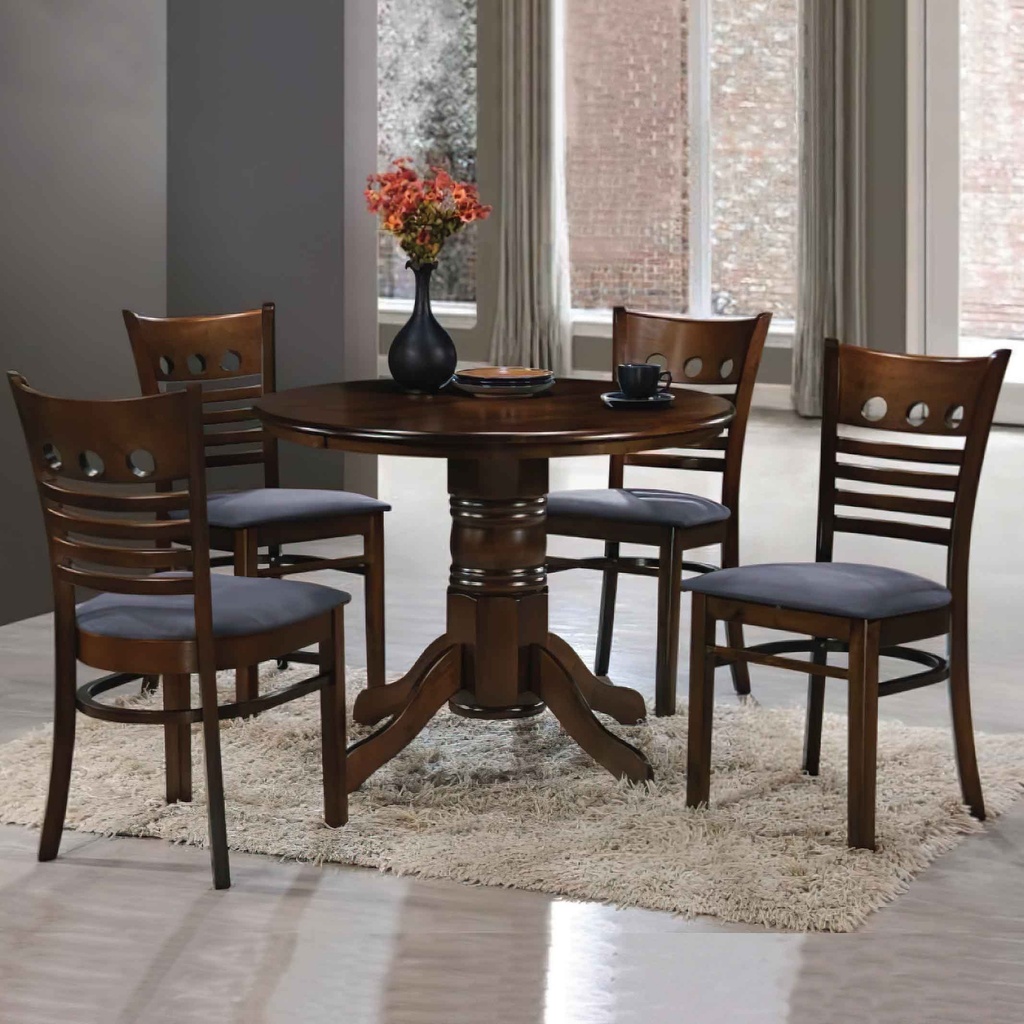 COMEDOR REDON HV3171# 1M C/ 4 SILLAS HV3171# NV-10WP# TELA GRIS/BURNISH OAK 25783