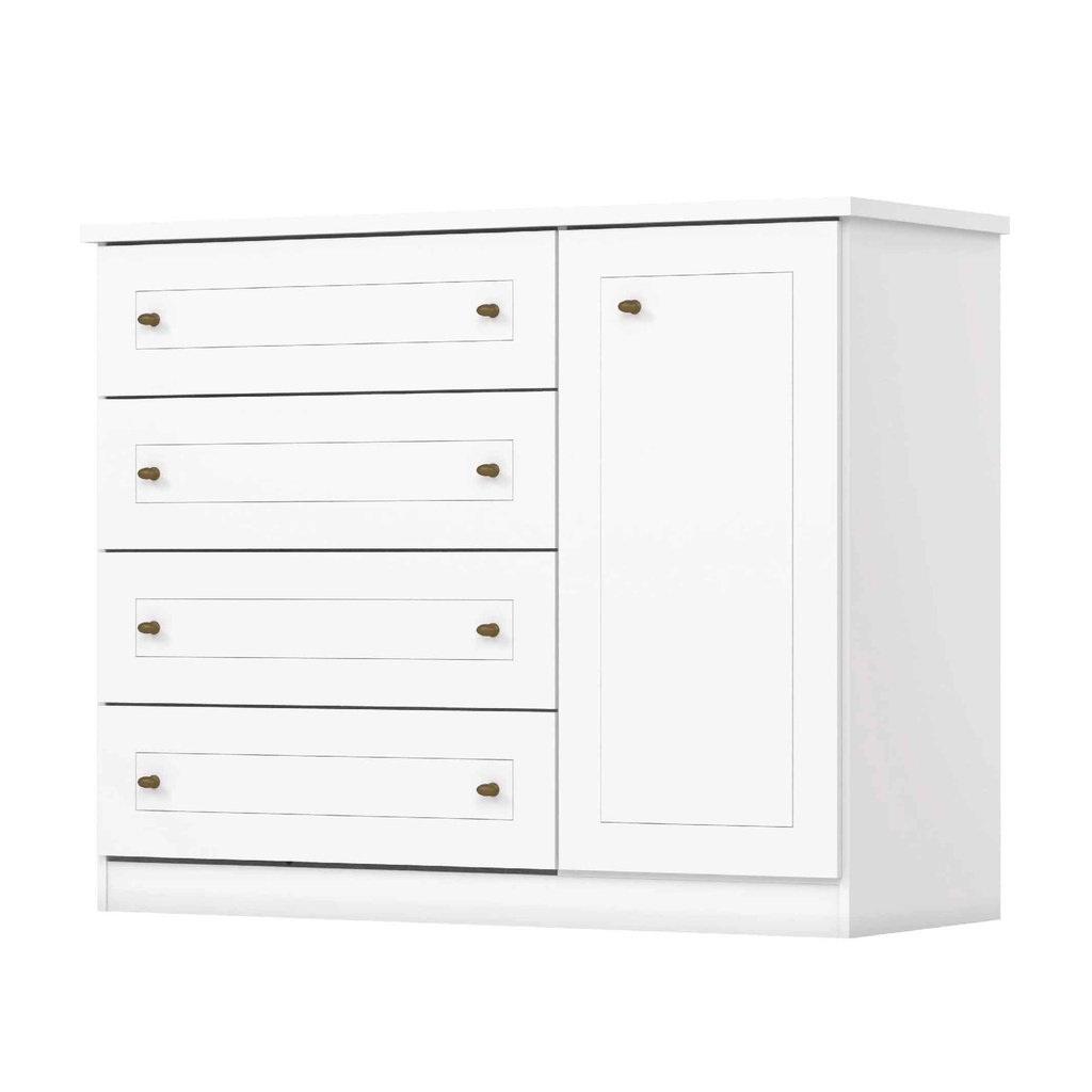 GAVETERO AMERICANO# D715-05# BLANCO# 4GV/ 1PTA# 101X126X51CM